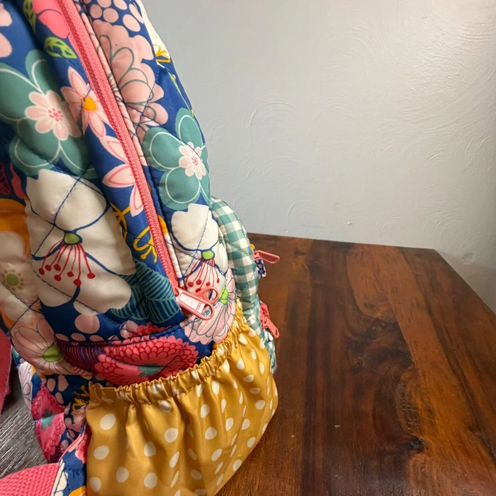 Matilda Jane Quilted Floral Gingham Ruffle Backpack Colorful Mixed Print Bag
